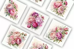 Pink Peonies Arrangement | Watercolour Clipart JPG Product Image 2