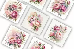 Pink Peonies Arrangement | Watercolour Clipart JPG Product Image 3
