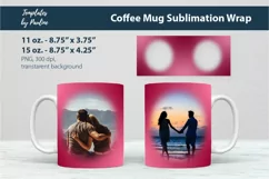 Red Photo mug wrap template for 11 oz Cricut Mug Sublimation