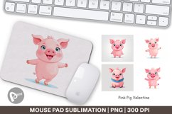 Mouse Pad Pink Pig Valentine Product Image 1