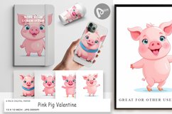 Digital Paper Pink Pig Valentine Product Image 1
