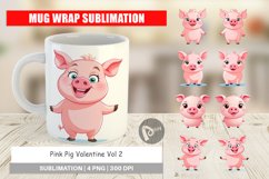 Mug Wrap Design Pink Pig Valentine Product Image 1