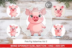 Wind Spinner Pink Pig Valentine Product Image 1