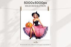 Pink Pin Up Halloween Clipart Lady Retro Women PNG Girl Art Image Watercolor Transparent Print illustration sublimation creepy printable digital