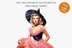 Pink Pin Up Halloween Clipart Lady Retro Women PNG Girl Art Image Watercolor Transparent Print illustration sublimation creepy printable digital watercolor Pink Pin Up Halloween Lady, Retro Women clipart, halloween character Pumpkin Girl art 