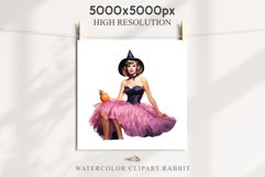 Pink Pin Up Halloween Clipart Lady Retro Women PNG Girl Art Image Watercolor Transparent Print illustration sublimation creepy printable digital watercolor Pink Pin Up Halloween Lady, Retro Women clipart, halloween character Pumpkin Girl art 