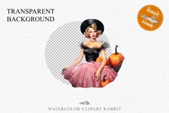 Pink Pin Up Halloween Clipart Lady Retro Women PNG Girl Art Image Watercolor Transparent Print illustration sublimation creepy printable digital watercolor Pink Pin Up Halloween Lady, Retro Women clipart, halloween character Pumpkin Girl art 