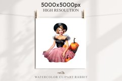 Pink Pin Up Halloween Clipart Lady Retro Women PNG Girl Art Image Watercolor Transparent Print illustration sublimation creepy printable digital watercolor Pink Pin Up Halloween Lady, Retro Women clipart, halloween character Pumpkin Girl art 