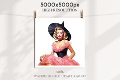 Pink Pin Up Halloween Clipart Lady Retro Women PNG Girl Art Image Watercolor Transparent Print illustration sublimation creepy printable digital watercolor Pink Pin Up Halloween Lady, Retro Women clipart, halloween character Pumpkin Girl art 