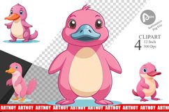 Pink Platypus Valentine Clipart Product Image 1