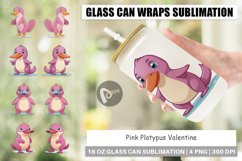 Glass Can Wraps Pink Platypus Valentine Product Image 1
