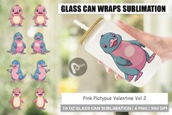 Glass Can Wraps Pink Platypus Valentine Product Image 1