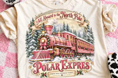 Pink Polar Express Christmas Train PNG Product Image 1