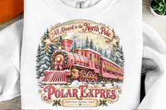 Pink Polar Express Christmas Train PNG Product Image 2