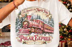 Pink Polar Express Christmas Train PNG Product Image 3