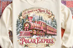 Pink Polar Express Christmas Train PNG Product Image 4