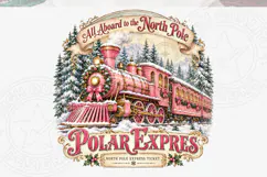 Pink Polar Express Christmas Train PNG Product Image 5
