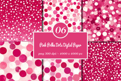 Pink Polka Dots Digtal Paper Product Image 1