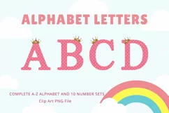 Polka Dots Alphabet Princess Crown Letters Girl Princess PNG Product Image 1