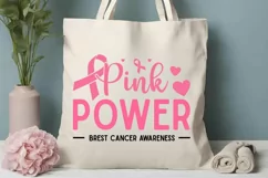 Pink Power Breast Cancer SVG, Breast Cancer SVG Design Product Image 3