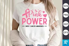 Pink Power Breast Cancer SVG, Breast Cancer SVG Design Product Image 1