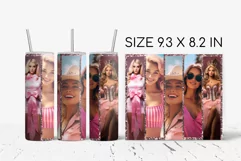 Pink Princess Skinny Tumbler Wrap Sublimation Fashion Doll