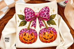 Pink Pumpkin Bow Png, Coquette Halloween Design Product Image 1