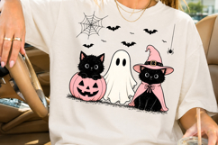 Pink Pumpkin Cat PNG, Halloween Ghost Sublimation Product Image 2