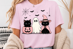 Pink Pumpkin Cat PNG, Halloween Ghost Sublimation Product Image 3