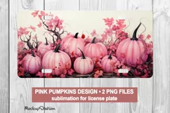 Halloween License Plate PNG | Pink Pumpkin Plate Art Design Product Image 1