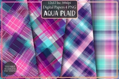 Pink Purple, &amp; Aqua Plaid Pattern Design, Sublimation Design Product Image 1