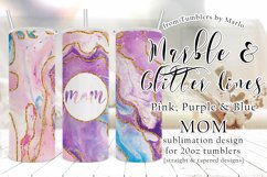 Pink Purple Blue Marble Gold Glitter Lines 20oz Mom Tumbler Product Image 1