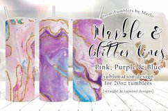 Pink Purple Blue Marble Gold Glitter Lines 20oz Tumbler Product Image 1