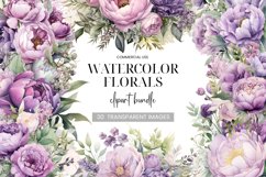 Pink &amp; Purple Watercolor Floral Bouquets, Wreaths &amp; Elements Product Image 1