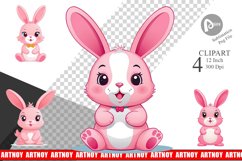 Pink Rabbit Valentine Clipart Product Image 1