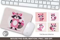 Mouse Pad Pink Raccoon Valentine Product Image 1