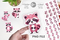 Pink Raccoon Valentine Sticker Product Image 1