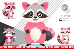 Pink Raccoon Valentine Clipart Product Image 1