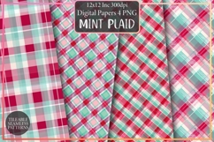 Pink, Red, Aqua &amp; Mint Plaid Pattern Design, Sublimation Product Image 1