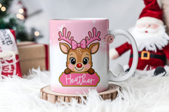 Pink Custom Christmas Reindeer Mug Wrap Product Image 1