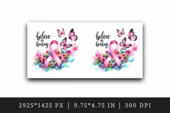 Pink ribbon butterflies breast cancer awareness Believe in Healing quote 20 oz tumbler skinny mug wrap clipart t-shirt sublimation printable design
