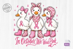 Pink Ribbon Ducks October Awareness PNG Product Image 2