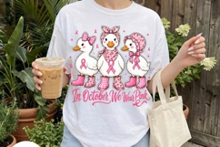 Pink Ribbon Ducks October Awareness PNG Product Image 4