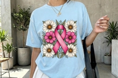 Pink Ribbon Floral Bouquet Clipart PNG Product Image 3