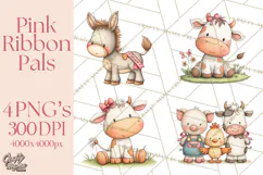Breast Cancer Awareness Animal Clipart PNG Product Image 1