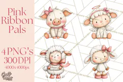Breast Cancer Awareness Animal Clipart PNG Product Image 1