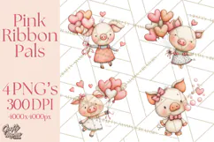 Breast Cancer Awareness Animal Clipart PNG Product Image 1