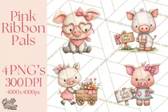 Breast Cancer Awareness Animal Clipart PNG Product Image 1