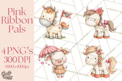 Breast Cancer Awareness Animal Clipart PNG Product Image 1