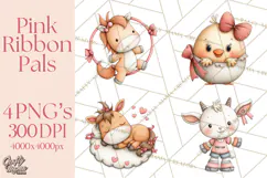 Breast Cancer Awareness Animal Clipart PNG Product Image 1